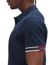 TOMMY HILFIGER TH JEANS Polo &eacute;lastique &agrave; manches courtes avec logo marine nuit noire - chemise polo - 4