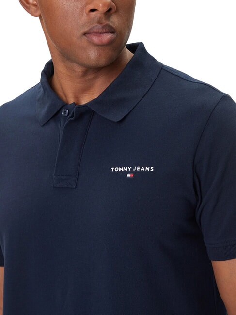 TH JEANS Polo &agrave; manches courtes avec logo marine nuit noire - chemise polo