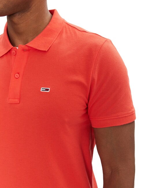 TH JEANS Polo &agrave; manches courtes avec drapeau vermillon brillant - chemise polo