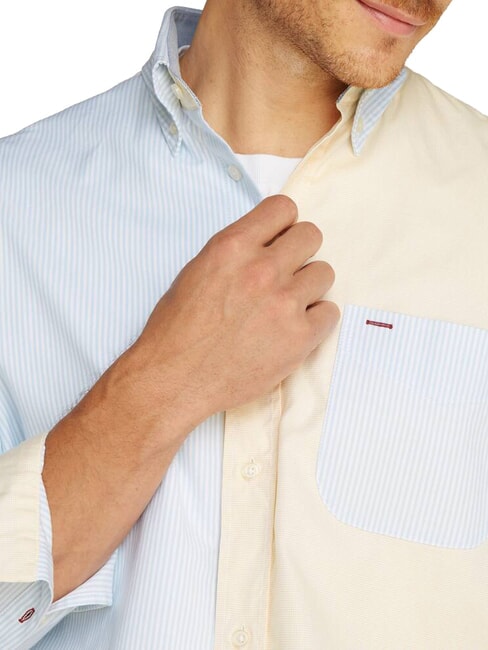 TH chemise &agrave; manches longues color block bleu venteux - Chemises pour hommes