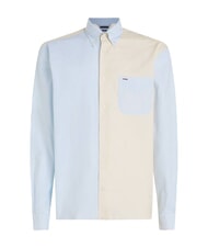 TOMMY HILFIGER TH chemise &agrave; manches longues color block bleu venteux - Chemises pour hommes - 4