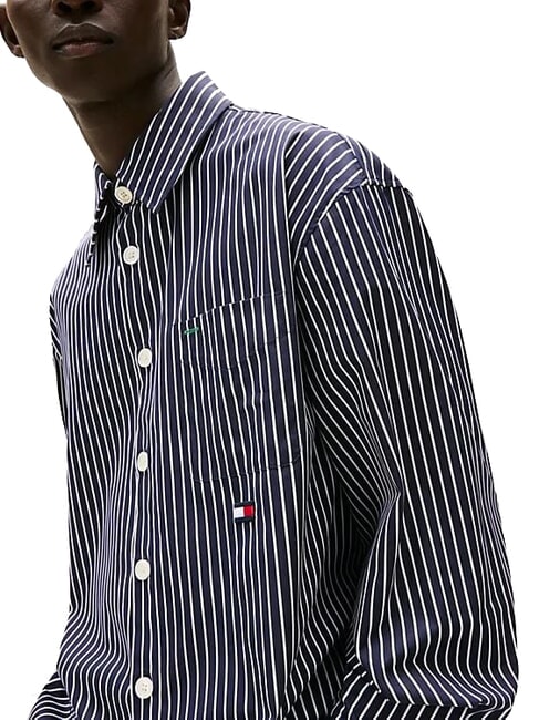 TH chemise oversize &agrave; manches longues marine - Chemises pour hommes