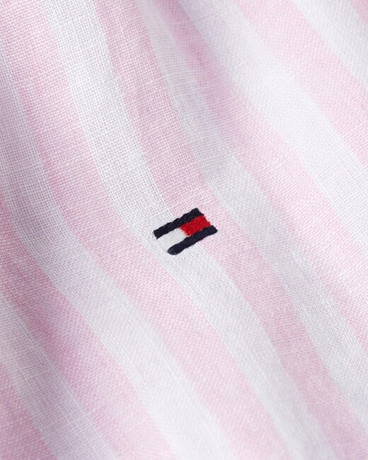 TH chemise en lin ray&eacute;e coupe classique rose classique / rayures - Chemises pour hommes