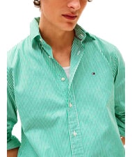 TOMMY HILFIGER TH chemise en coton ray&eacute;e bloc de couleur vert beige - Chemises pour hommes - 3