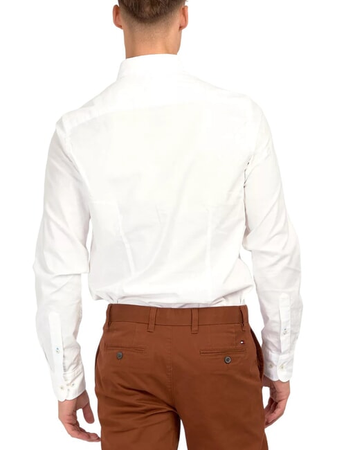 TH Chemise en coton stretch &agrave; manches longues PVH Blanc Classique - Chemises pour hommes