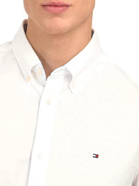 TH Chemise en coton stretch &agrave; manches longues PVH Blanc Classique - Chemises pour hommes
