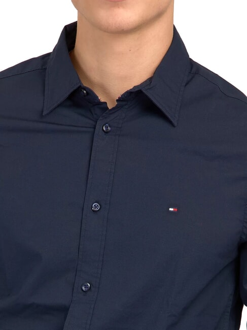 TH Chemise en coton stretch &agrave; manches longues blazer bleu marine - Chemises pour hommes