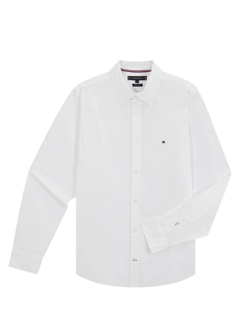 TH Chemise en coton stretch &agrave; manches longues blanc classique - Chemises pour hommes