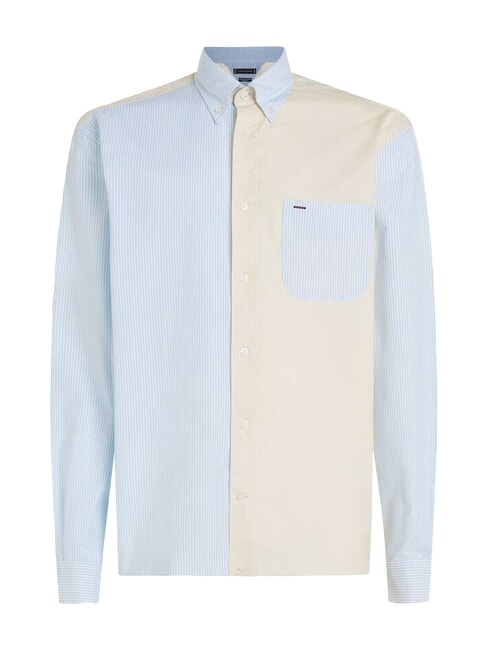 TH chemise &agrave; manches longues color block bleu venteux - Chemises pour hommes