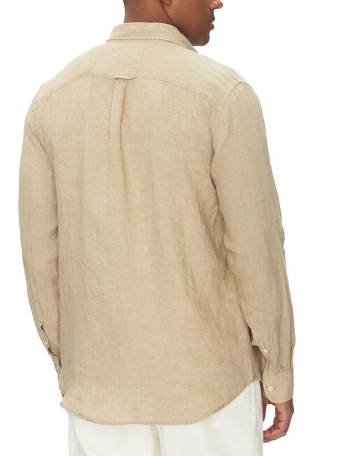 TH chemise en lin &agrave; manches longues coupe classique santal - Chemises pour hommes