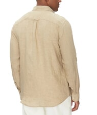 TOMMY HILFIGER TH chemise en lin &agrave; manches longues coupe classique santal - Chemises pour hommes - 2