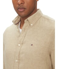 TOMMY HILFIGER TH chemise en lin &agrave; manches longues coupe classique santal - Chemises pour hommes - 3