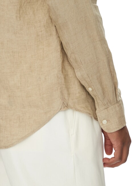 TH chemise en lin &agrave; manches longues coupe classique santal - Chemises pour hommes
