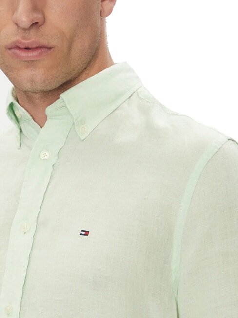 TH chemise en lin &agrave; manches longues coupe classique vert opale - Chemises pour hommes