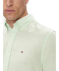 TOMMY HILFIGER TH chemise en lin &agrave; manches longues coupe classique vert opale - Chemises pour hommes - 3