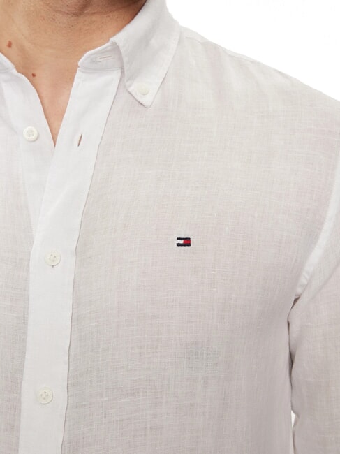 TH chemise en lin &agrave; manches longues coupe classique blanc optique - Chemises pour hommes