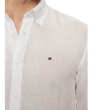 TOMMY HILFIGER TH chemise en lin &agrave; manches longues coupe classique blanc optique - Chemises pour hommes - 3