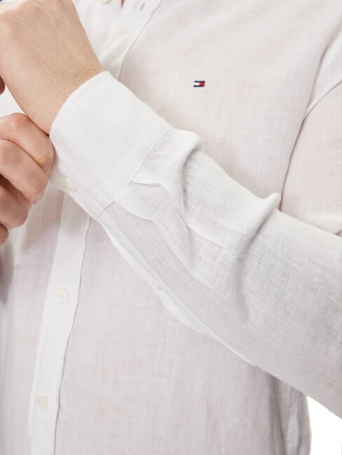 TH chemise en lin &agrave; manches longues coupe classique blanc optique - Chemises pour hommes