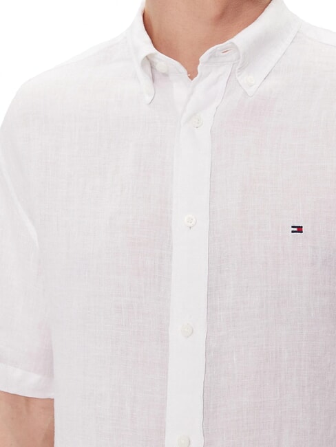 TH chemise en lin &agrave; manches courtes coupe classique blanc optique - Chemises pour hommes