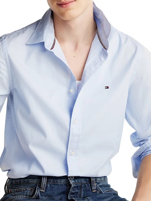 TH Chemise en coton &agrave; manches longues doux bleu - Chemises pour hommes