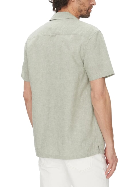 TH JEANS Chemise &agrave; manches courtes en lin et coton Aruba Vert - Chemises pour hommes