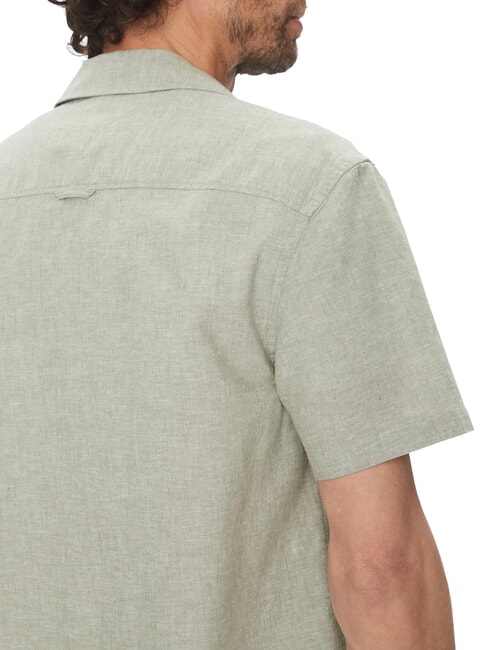 TH JEANS Chemise &agrave; manches courtes en lin et coton Aruba Vert - Chemises pour hommes