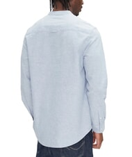 TOMMY HILFIGER TH JEANS chemise &agrave; col mandarin en lin m&eacute;lang&eacute; Bleu du Colorado - Chemises pour hommes - 2
