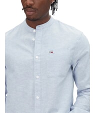 TOMMY HILFIGER TH JEANS chemise &agrave; col mandarin en lin m&eacute;lang&eacute; Bleu du Colorado - Chemises pour hommes - 3