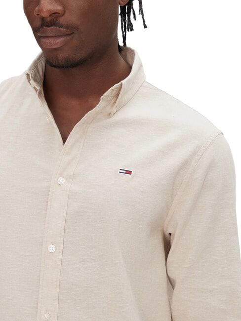 TH JEANS Chemise &agrave; manches longues en lin m&eacute;lang&eacute; relique tan - Chemises pour hommes