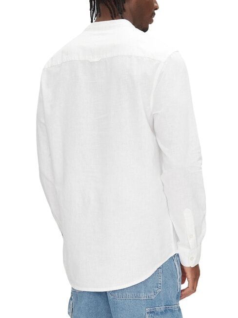 TH JEANS chemise &agrave; col mandarin en lin m&eacute;lang&eacute; &eacute;cru - Chemises pour hommes