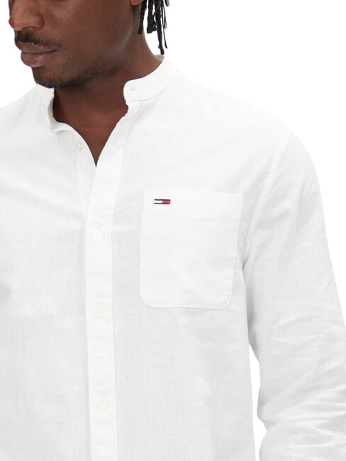 TH JEANS chemise &agrave; col mandarin en lin m&eacute;lang&eacute; &eacute;cru - Chemises pour hommes