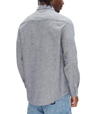 TOMMY HILFIGER TH JEANS Chemise &agrave; manches longues en lin m&eacute;lang&eacute; marine nuit noire - Chemises pour hommes - 2