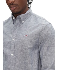 TOMMY HILFIGER TH JEANS Chemise &agrave; manches longues en lin m&eacute;lang&eacute; marine nuit noire - Chemises pour hommes - 3