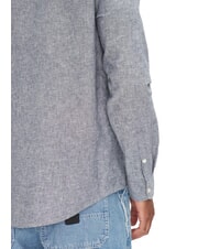 TOMMY HILFIGER TH JEANS Chemise &agrave; manches longues en lin m&eacute;lang&eacute; marine nuit noire - Chemises pour hommes - 4