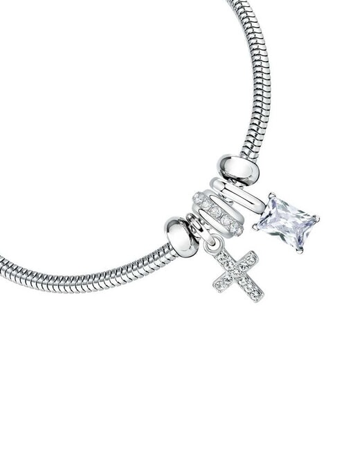 TORCHON Bracelet serpent orn&eacute; d'une croix et de cristaux ARGENT - Bracelets