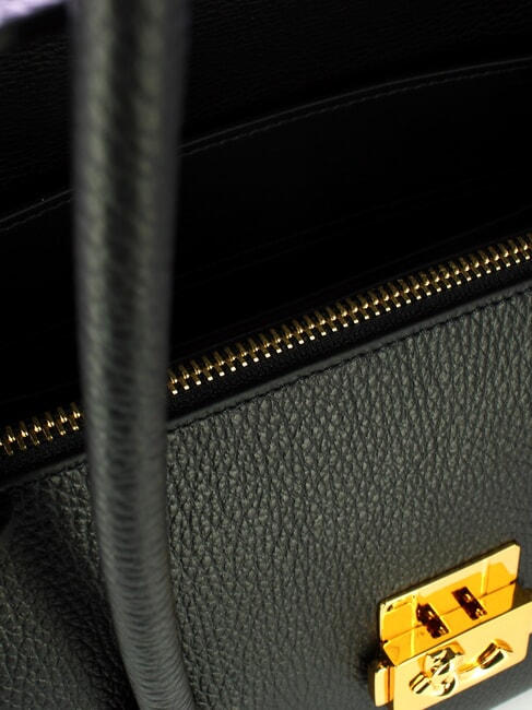 C-ME LOCK Sac bandouli&egrave;re en cuir Noir - Sacs pour Femme