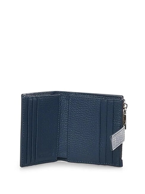 METALLIC SOFT Mini portefeuille en cuir bleu profond - Portefeuilles Femme