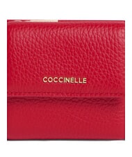 COCCINELLE METALLIC SOFT Portefeuille en cuir grain&eacute; &eacute;carlate - Portefeuilles Femme - 3