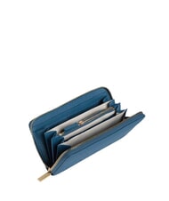 COCCINELLE METALLIC SOFT Portefeuille zipp&eacute; en cuir textur&eacute; bleu profond - Portefeuilles Femme - 2