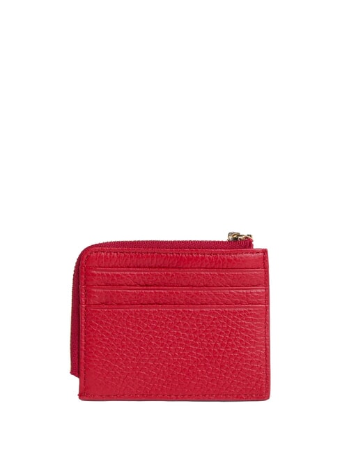 TASSEL Porte-cartes zipp&eacute; en cuir martel&eacute; &eacute;carlate - Portefeuilles Femme