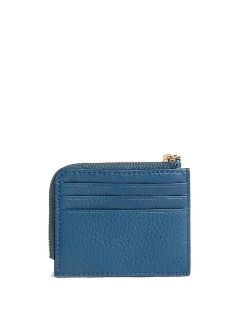 TASSEL Porte-cartes zipp&eacute; en cuir martel&eacute; bleu profond - Portefeuilles Femme