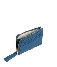 COCCINELLE TASSEL Porte-cartes zipp&eacute; en cuir martel&eacute; bleu profond - Portefeuilles Femme - 3