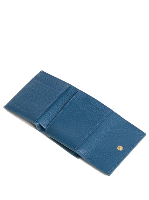 METALLIC SOFT Portefeuille en cuir grain&eacute; bleu profond - Portefeuilles Femme