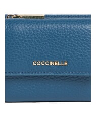 COCCINELLE METALLIC SOFT Portefeuille en cuir grain&eacute; bleu profond - Portefeuilles Femme - 3