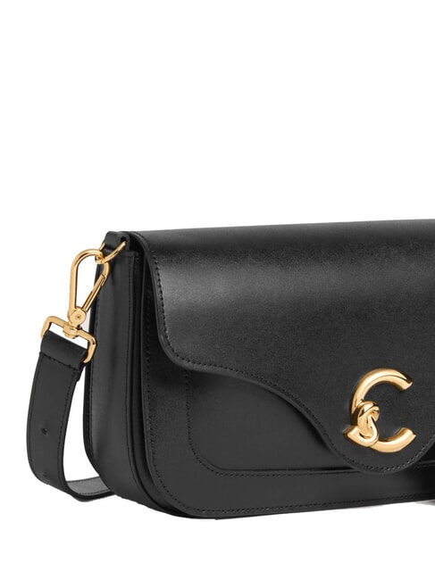 C-ME CALF Sac bandouli&egrave;re en cuir Noir - Sacs pour Femme