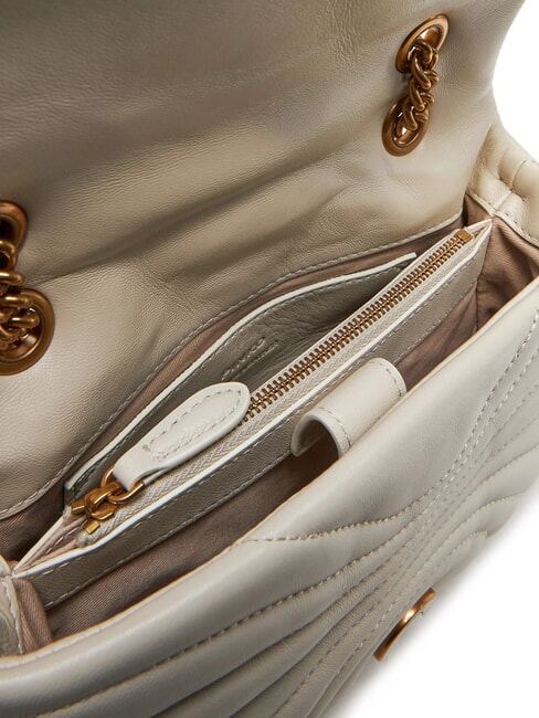 LOVE PUFF MINI Mini sac bandouli&egrave;re en nappa blanc de soie-or antique - Sacs pour Femme