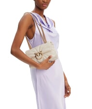 PINKO LOVE PUFF MINI Mini sac bandouli&egrave;re en nappa blanc de soie-or antique - Sacs pour Femme - 5