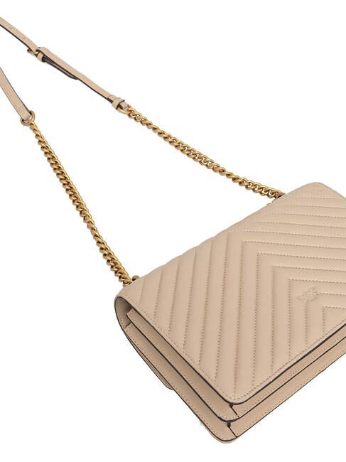 CLASSIC LOVE ONE Sac en cuir nappa beige-gris fum&eacute;-or antique - Sacs pour Femme