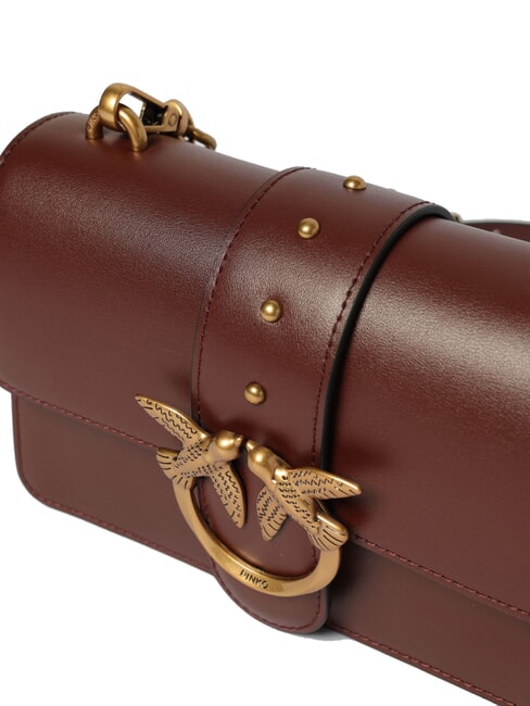 LOVE ONE CLASSIC Mini sac &agrave; bandouli&egrave;re en cuir vin de Bourgogne - or antique - Sacs pour Femme