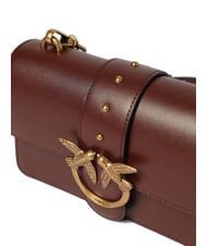 PINKO LOVE ONE CLASSIC Mini sac &agrave; bandouli&egrave;re en cuir vin de Bourgogne - or antique - Sacs pour Femme - 3